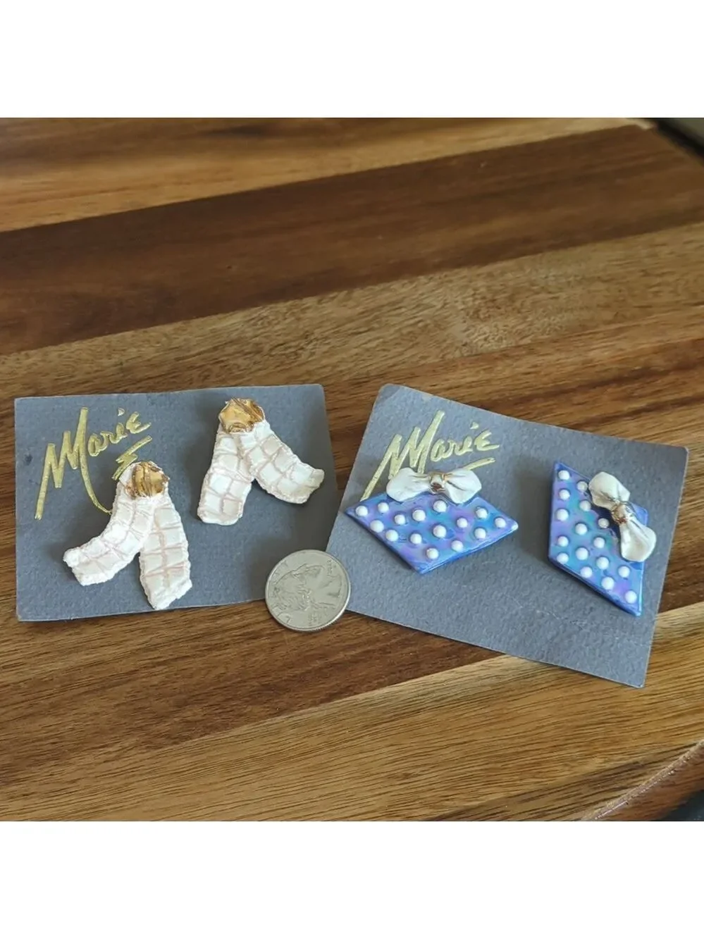 Hand Made‎ Ceramic Earrings Set Of 2 Pairs